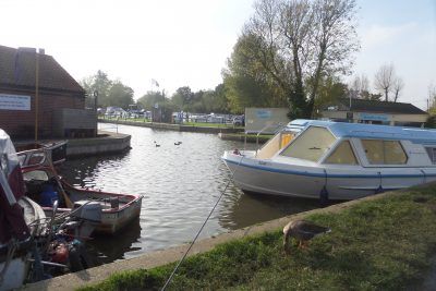 View along the Staithe at Stalham toward the River Ant