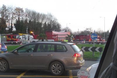 It took us half an hour to make our way to the front of the queue up to this roundabout on the Norwich Ring road (where the A11 crosses). It too another 30 minutes to get out of Norwich via St Stephens and the inner ring road.