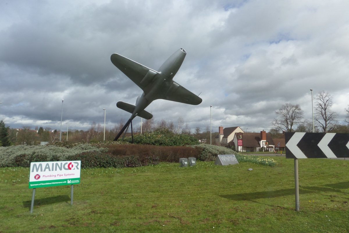 Frank Whittle memorial in the roundabout just south of Lutterworth