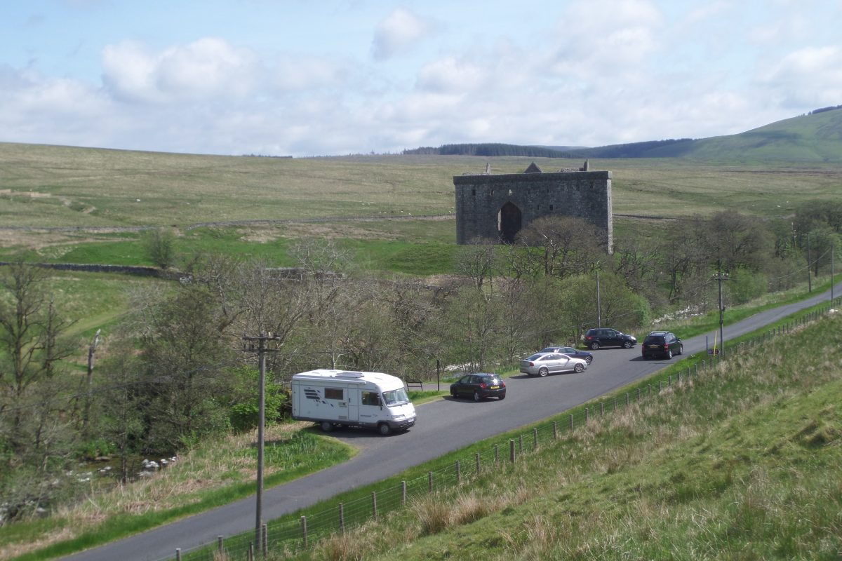 Bertie parked at Hermitage Castle