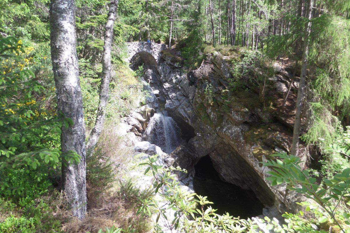 The Falls of Bruar are a series of waterfalls along a narrow gorge that is very deep in places. 