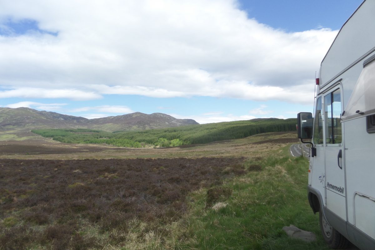 Morning Coffee halt beside a narrow road high above Pitlochry