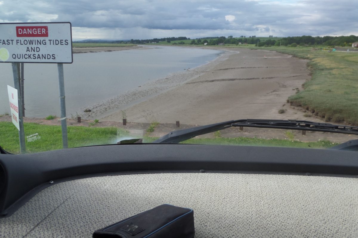 The view from our windscreen as we parked at Glencaple