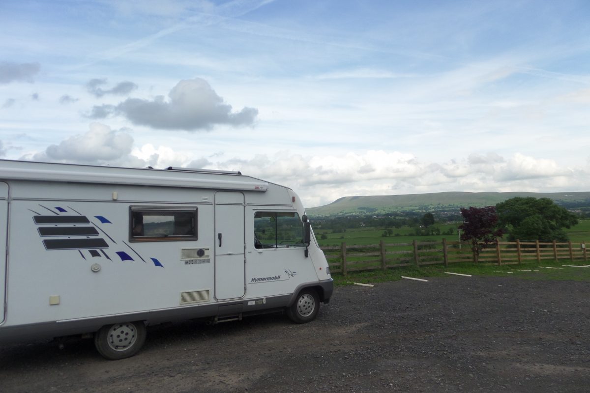 Great Britstop location at Bashall Barns near Clitheroe with a good view of Pendle Hill