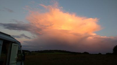 Sunset on cloud at Riber View Cafe and Farm Shop near Matlock