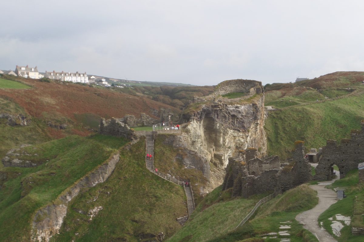 Tintagel Castle from the top of the Island looking inland