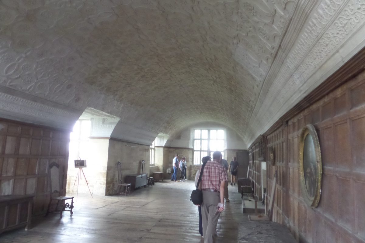 Despite big windows it was quite dim in the Long Gallery at Chasleton House and thus the photo is a but fuzzy. At 72 feet this is the longest surviving long gallery anywhere!