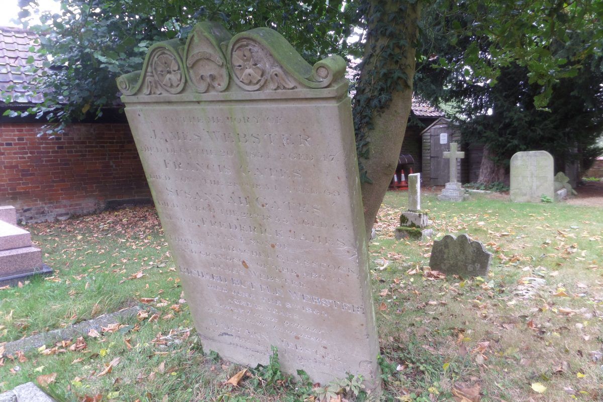 James Websters crowded gravestone - there are three more people listed on the back!